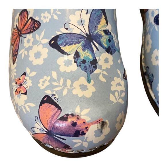 Sanita Professional Clogs EU size 35 US 4 Blue Leather Butterfly Floral Work - Picture 6 of 16
